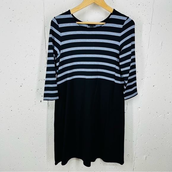 J. Jill Small Wearever Collection Black & Blue Striped Dress - Picture 5 of 14
